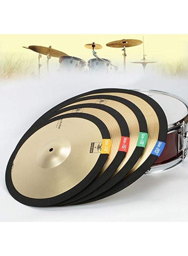 OriGlam 4pcs Drum Cymbal Mute, Practice Silencer Dampener, Cymbal Mute Circle Ring Drum Set, Practice Silencers (14,16,18,20 Inch) - Image 5
