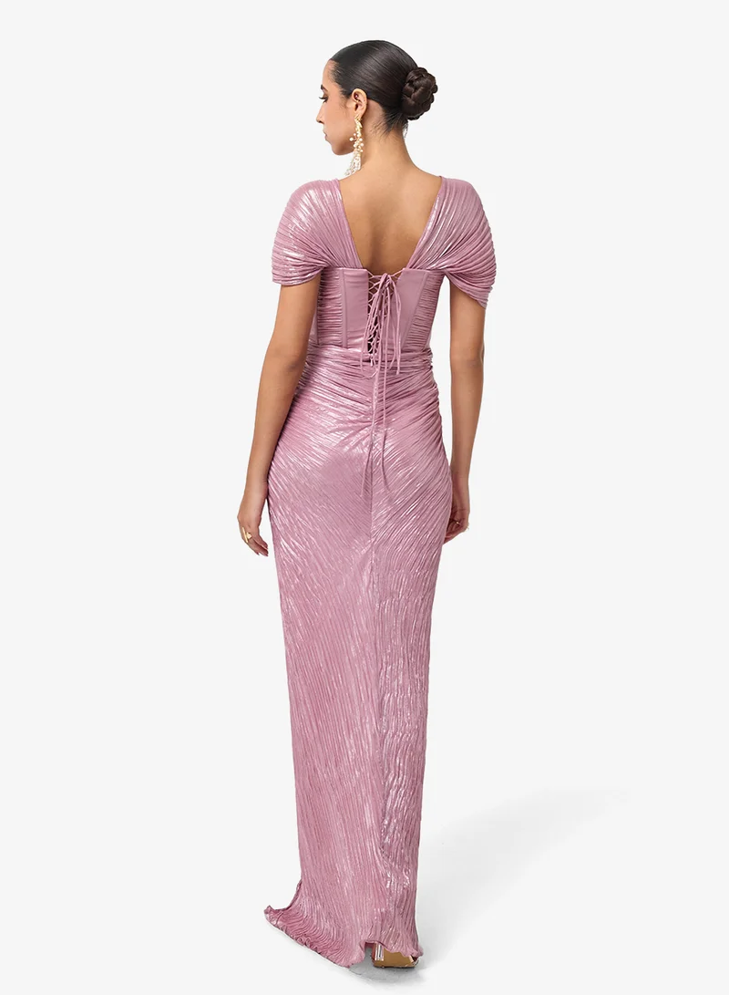 ثريدز باي اجوني فستان ماكسي أنيق بفتحة أمامية