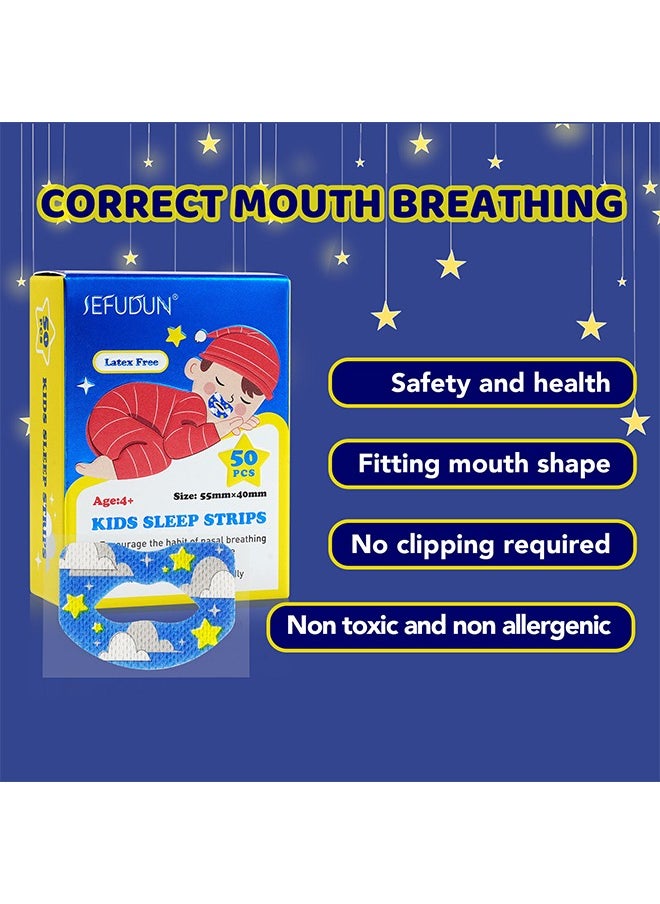 Sefudun - 50PCS Kids Sleep Strips, Sleep Patch Gentle Mouth Band Reduces Mouth Breathing Improves Nighttime Sleep And Provides Immediate Snoring Relief - Image 1