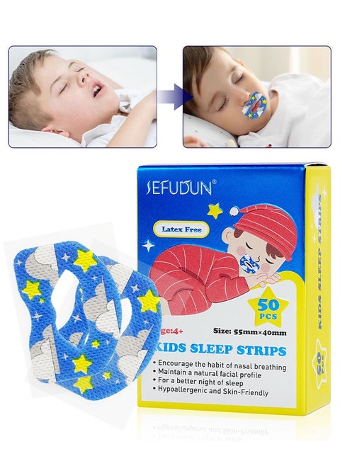 50PCS Kids Sleep Strips, Sleep Patch Gentle Mouth Band Reduces Mouth Breathing Improves Nighttime Sleep And Provides Immediate Snoring Relief