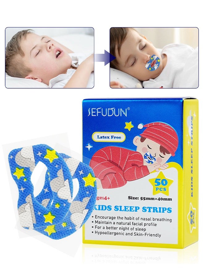 Sefudun - 50PCS Kids Sleep Strips, Sleep Patch Gentle Mouth Band Reduces Mouth Breathing Improves Nighttime Sleep And Provides Immediate Snoring Relief - Image 1