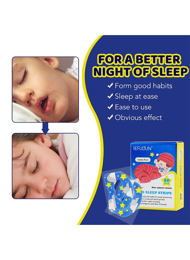 Sefudun - 50PCS Kids Sleep Strips, Sleep Patch Gentle Mouth Band Reduces Mouth Breathing Improves Nighttime Sleep And Provides Immediate Snoring Relief - Image 1