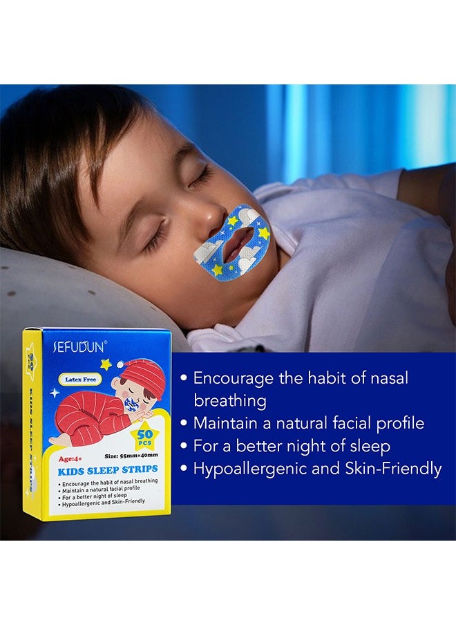 Sefudun - 50PCS Kids Sleep Strips, Sleep Patch Gentle Mouth Band Reduces Mouth Breathing Improves Nighttime Sleep And Provides Immediate Snoring Relief - Image 1