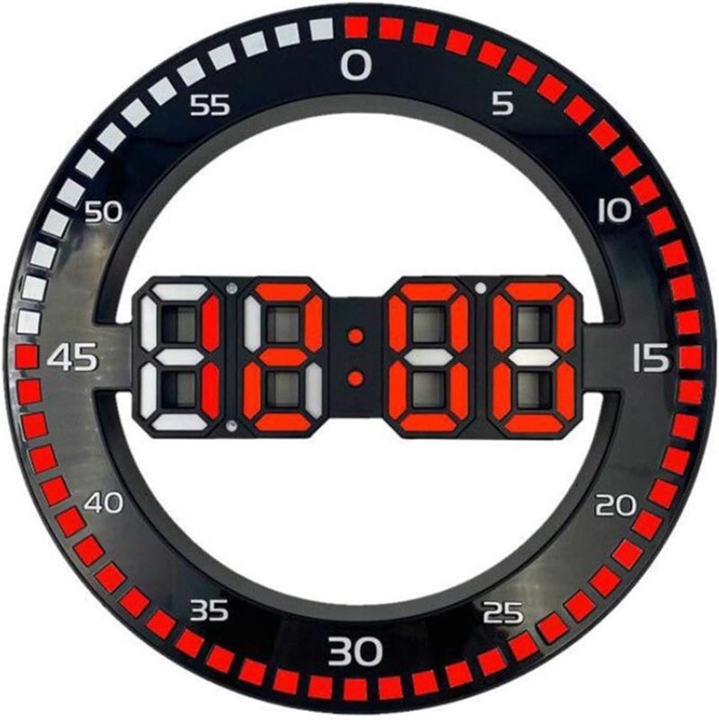De'rons Derons 11 USB Powered LED Digital Wall Clock for Home Office Dcor with Detachable Table Stand Digital Alarm Clocks with Temperature Date Week Auto Adjust Brightness Clock DDC3688L Black RED - Image 1