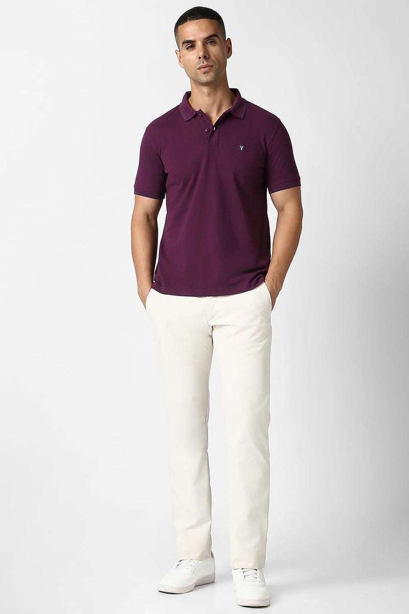 Van Heusen Cotton Men's Regular Fit Polo T-Shirt (VSKPWRGF981010_Purple Small) - Image 5