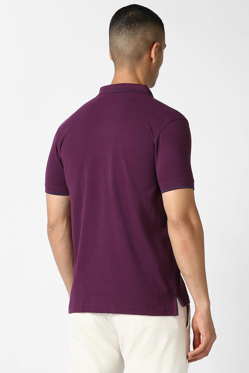 Van Heusen Cotton Men's Regular Fit Polo T-Shirt (VSKPWRGF981010_Purple Small) - Image 3