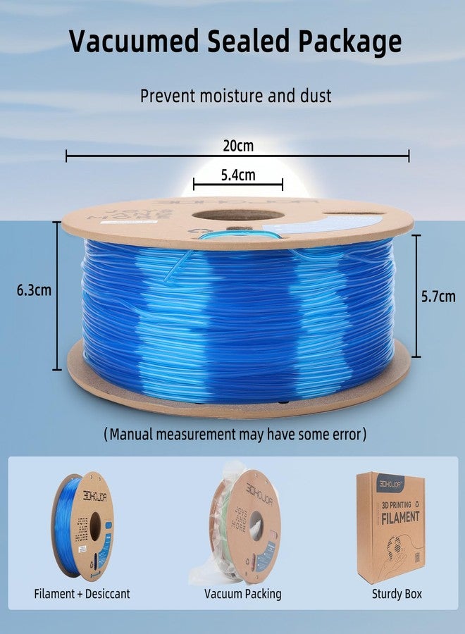3DHojor TPU Filament 1.75mm TUP95A 3D Printer Filament Flexible Soft 3D Filament 1KG (2.2lbs) fit Most FDM 3D Printers Dimensional Accuracy +/- 0.03 mm-Transparent Blue - Image 5