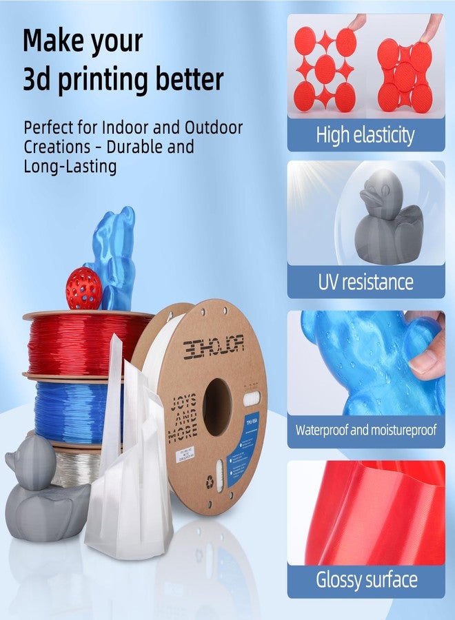 3DHojor TPU Filament 1.75mm TUP95A 3D Printer Filament Flexible Soft 3D Filament 1KG (2.2lbs) fit Most FDM 3D Printers Dimensional Accuracy +/- 0.03 mm-Transparent Blue - Image 4