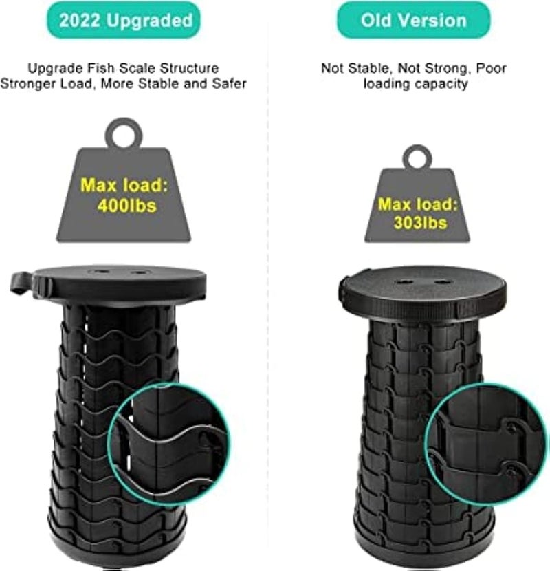 Retractable Telescoping Folding Stool Lightweight Portable Collapsible Chair Seat Adjustable Height for Adult Camping Travel Fishing Outdoor, Max Load 507lbs (Black) - Image 3