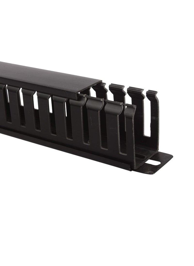 DKURVE DKURVE® 1U 19 Inch Cable Manager Horizontal Rack Mount 24 Slot Metal  Black (1-PACK)  - Image 3