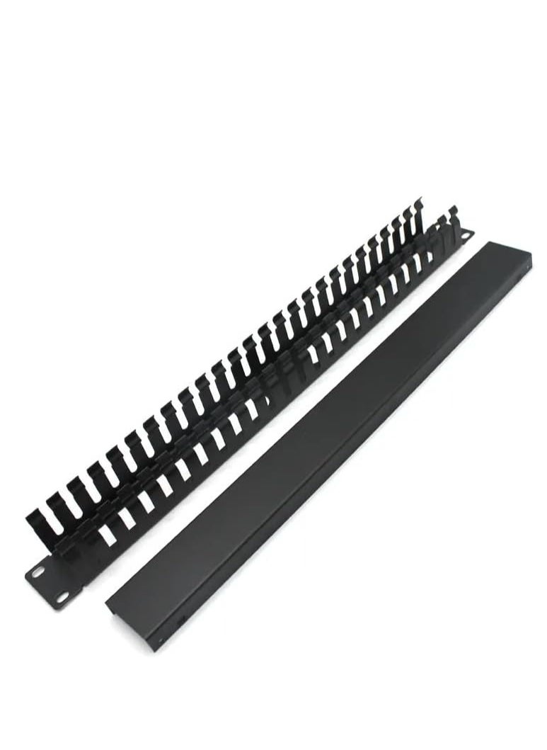 DKURVE DKURVE® 1U 19 Inch Cable Manager Horizontal Rack Mount 24 Slot Metal  Black (1-PACK)  - Image 5