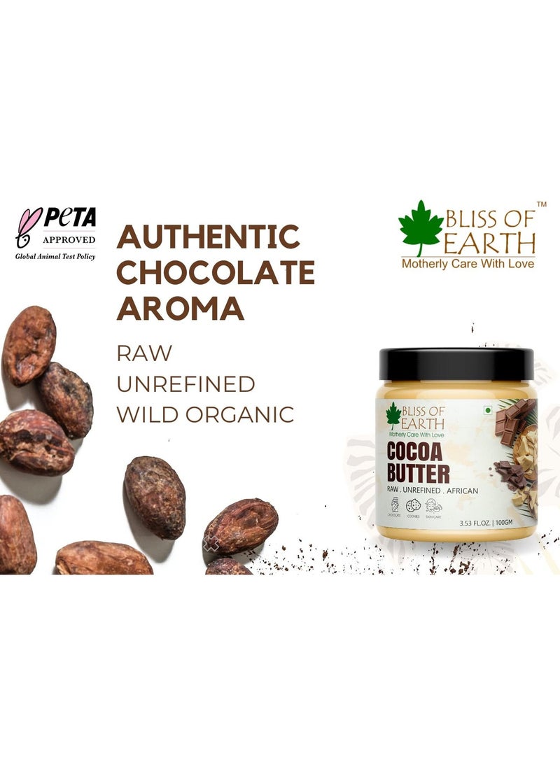 BLISS OF EARTH Cocoa Butter 100% Pure Organic Raw  100GM Raw Unrefined  African Great For Face, Skin, Body, Lips, DIY products|  - Image 3