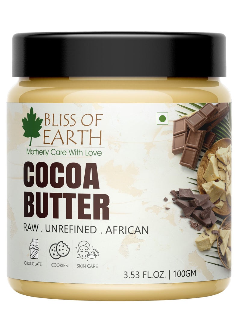 BLISS OF EARTH Cocoa Butter 100% Pure Organic Raw  100GM Raw Unrefined  African Great For Face, Skin, Body, Lips, DIY products|  - Image 1