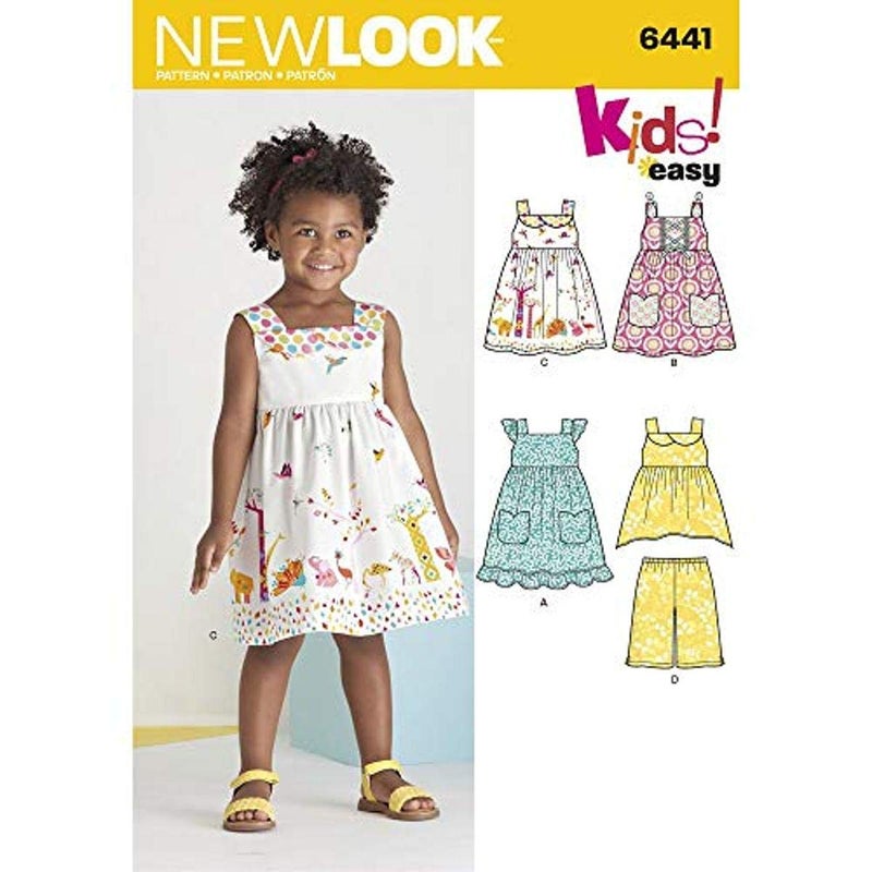 NEW LOOK Patterns Toddlers Easy Dresses Top and Cropped Pants Size A 121234 6441