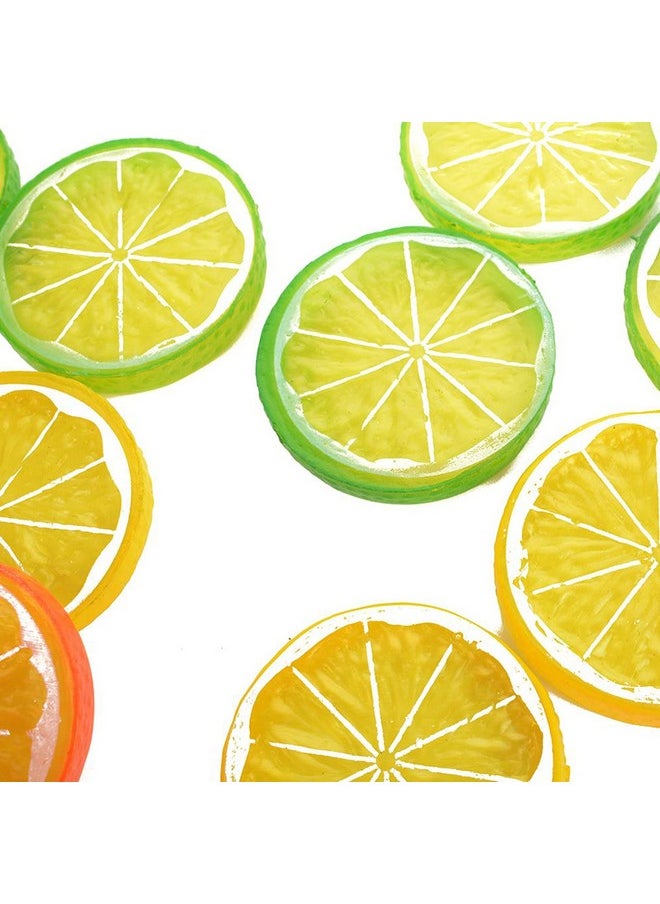 NUOMI 30 Pieces Plastic Lemon Slices Artificial Fake Lemon Props Lifelike Fruit Model For Decoration, Garnish, Photography Props, Diy, Teaching, 5 Cm/2 Inch, Orange, Green And Yellow  - Image 5