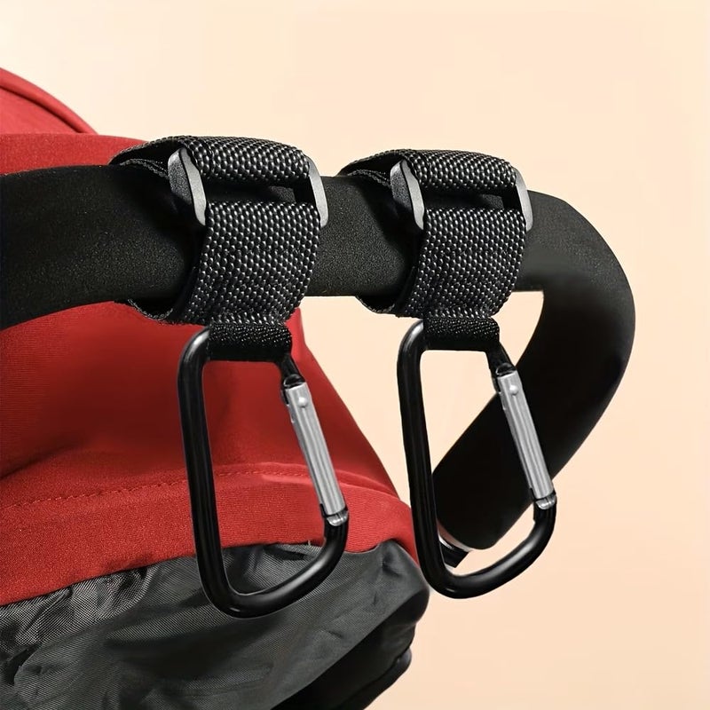 2pcs Heavy-Duty Large D-Shaped Hooks, Multipurpose Organizers Compatible with Wheelchairs, Bicycles, Strollers, Etc. Durable for Hanging and Great Travel Accessories (black)