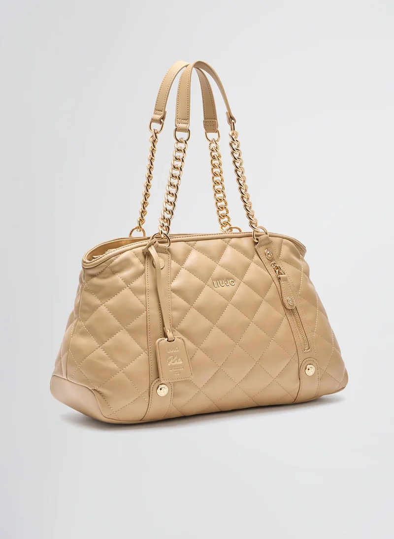 Liu Jo Quilted shopping tote with charm