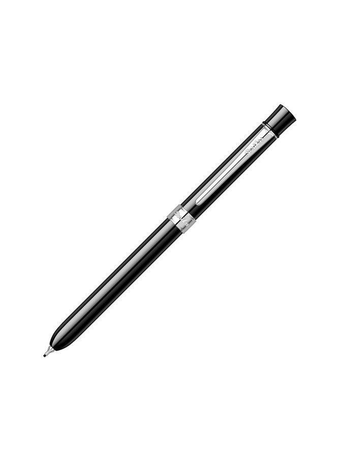 SCRIKSS Trio 93 Black Dual Tone Ballpoint Pen with Chrome Nib and Gold Grip - Image 2