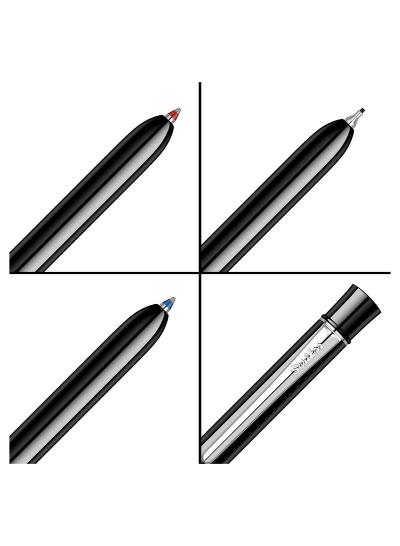 SCRIKSS Trio 93 Black Dual Tone Ballpoint Pen with Chrome Nib and Gold Grip - Image 3