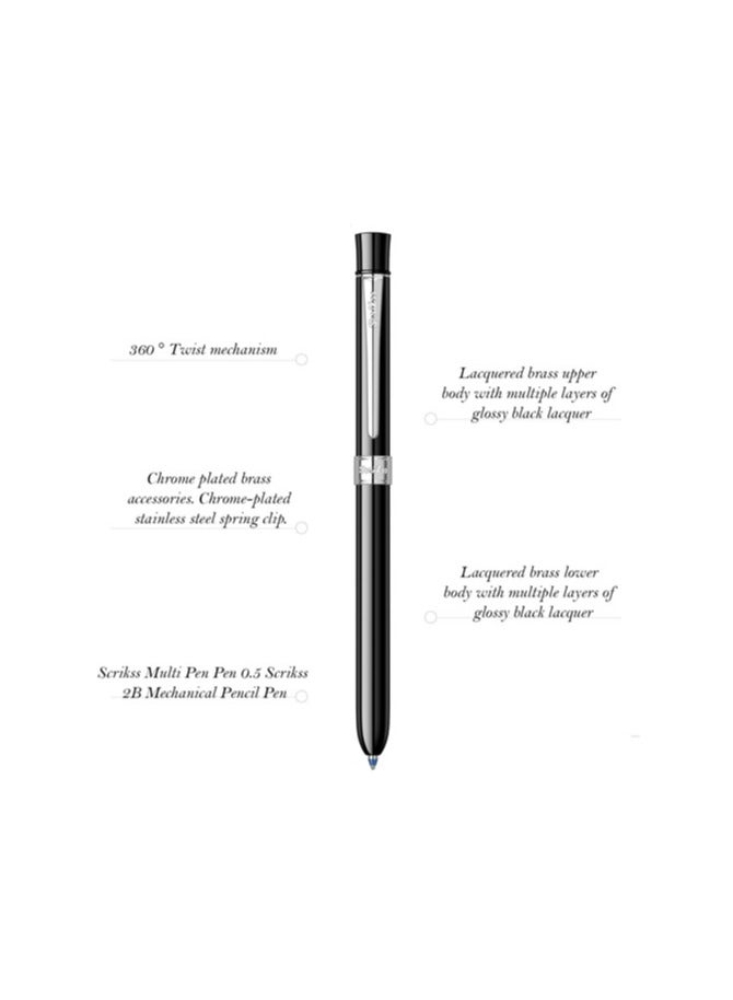 SCRIKSS Trio 93 Black Dual Tone Ballpoint Pen with Chrome Nib and Gold Grip - Image 4