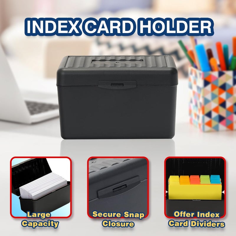 H4D Index Card Holder 4x6 Inches with 25 Plastic Dividers, Black - Image 4