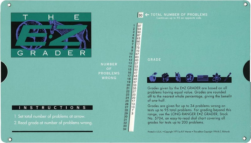 Advantus E-Z Grader Chart - Standard Size Print, Green, 8-1/2 x 4-3/4 x 1/8 Inches - Image 1