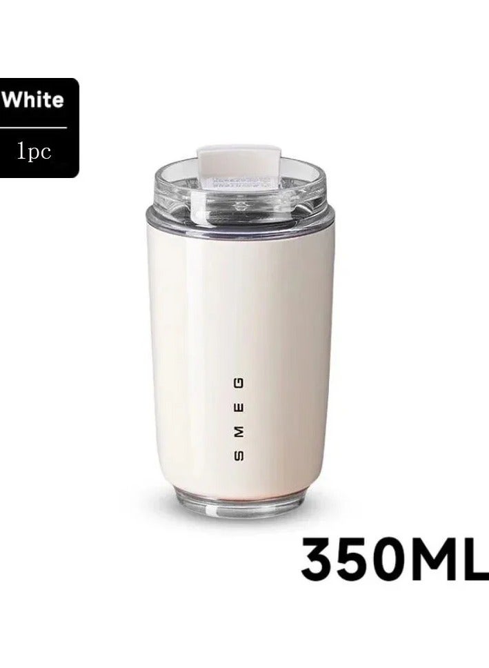 smeg Coffee Mug, Vacuum Insulated Travel Mug, Spill Proof Leakproof Tumbler With Lid, Double Wall Vacuum Insulation Flask for Hot And Cold Drinks At Home, Office, Car, (1pc White) - Image 1