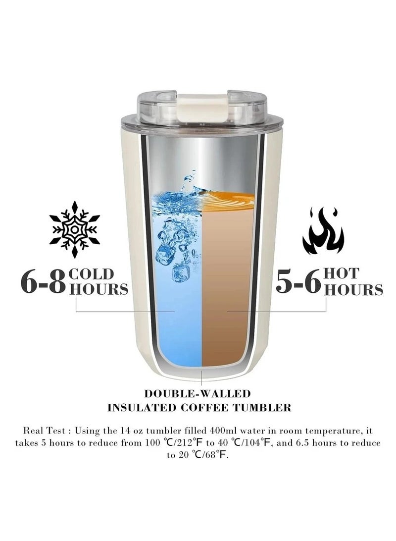 smeg Coffee Mug, Vacuum Insulated Travel Mug, Spill Proof Leakproof Tumbler With Lid, Double Wall Vacuum Insulation Flask for Hot And Cold Drinks At Home, Office, Car, (1pc White) - Image 3