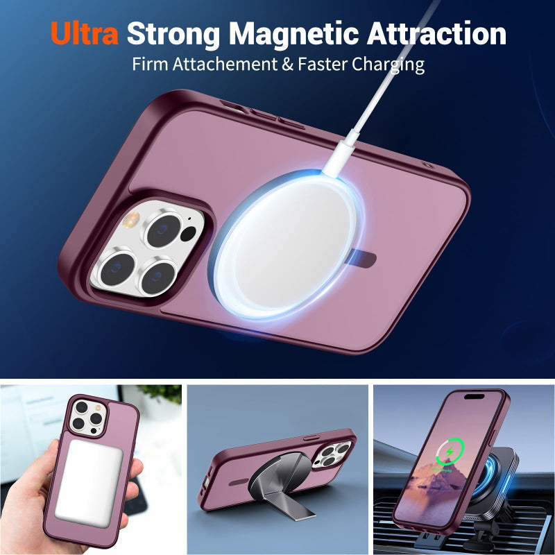 SUPFINE Magnetic for iPhone 14 Pro Case (Compatible with MagSafe) (Military Grade Drop Protection) Slim Translucent Matte Shockproof with Anti-Fingerprint Phone Case,Wine Red - Image 5