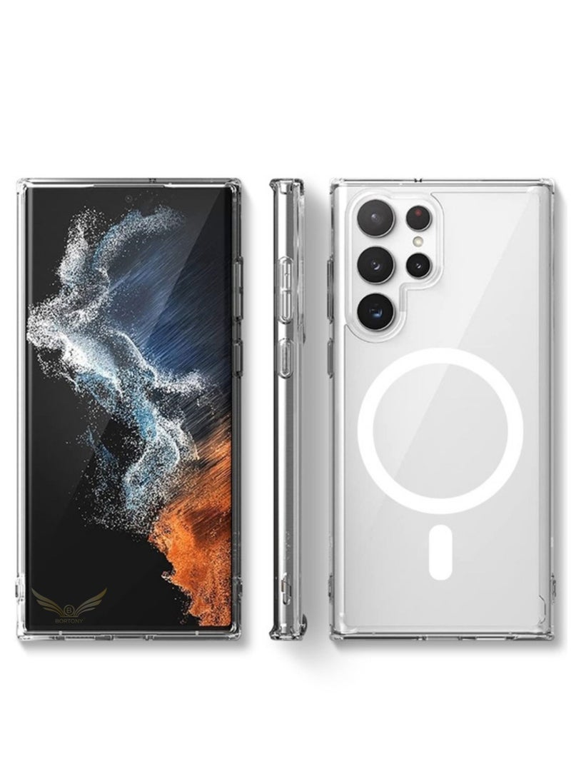 بورتوني جراب هاتف Galaxy S22 Ultra مغناطيسي ، متوافق مع شحن Magsafe وملحقاته ، غطاء خلفي واقي شفاف لهاتف Samsung Galaxy S22 Ultra ، - Image 3