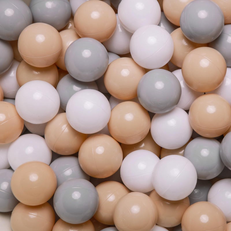 GOGOSO Ball Pit Balls for Toddlers Kids Plastic Balls for BallPit Playpen Pool Baby Play Pastel BPAFree Non Toxic Play Pastel Crush Proof Bal Beige Light Gray White 100pcs - Image 2