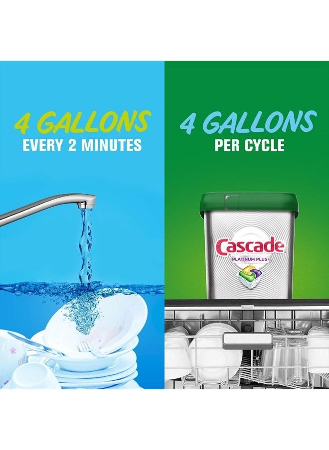 Cascade - Platinum Dishwasher Pods, Actionpacs Dishwasher Detergent with Dishwasher Cleaner Action, Lemon Platinum Plus, 30 Count - Image 1