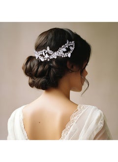 Oriamour Bridal Headband Wedding Headpiece For Bride Flower Girl Headpiece Pearls Flowers Wedding Headband For Girls Princess Pearl Hair Accessories For Birthday Partypromwedding  - Image 3