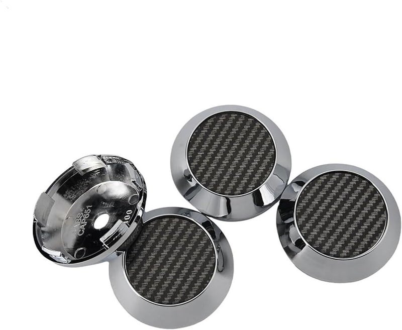 غطاء مركز العجلة من الكربون الأسود بدون شعار، غطاء الجنط مقاس 64 مم للقطر الخارجي و 60 مم للقطر الداخلي، مجموعة من 4 قطع - Image 2