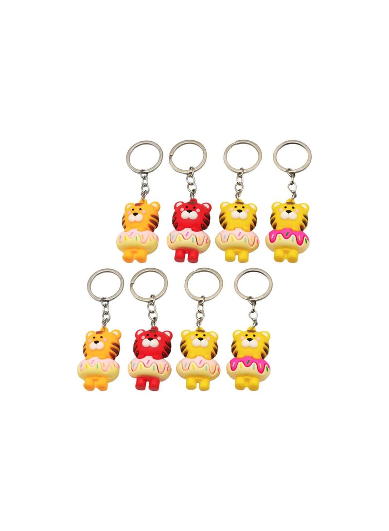 GGOOT 8Pcs Zodiac Tiger Keychains Pendants Lucky Animal Statue Toy Key Ring Car Key Holder Gift for Purse Wallet Christmas Backpack 2022 Ney Year Decor  - Image 1