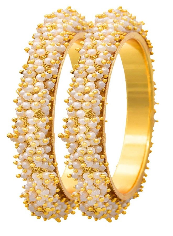 JFL - Jewellery for Less JFL- Traditional & Ethnic One Gram Gold plated Leheriaya Pearl Bangles for Women & Girls. (Size- 2.2 - Image 1