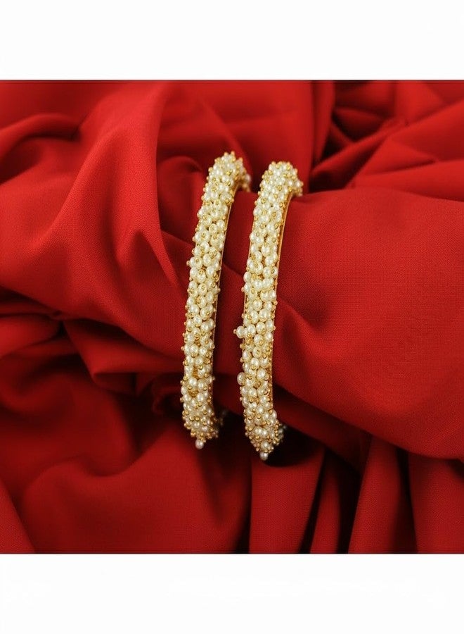 JFL - Jewellery for Less JFL- Traditional & Ethnic One Gram Gold plated Leheriaya Pearl Bangles for Women & Girls. (Size- 2.2 - Image 2