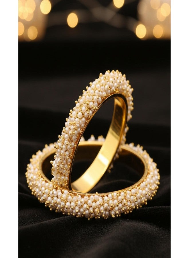 JFL - Jewellery for Less JFL- Traditional & Ethnic One Gram Gold plated Leheriaya Pearl Bangles for Women & Girls. (Size- 2.2 - Image 3