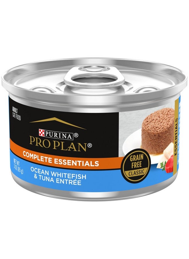 Purina Pro Plan Grain Free, High Protein Pate Wet Cat Food, Complete Essentials Ocean Whitefish & Tuna Entree - (Pack of 24) 3 oz. Cans
