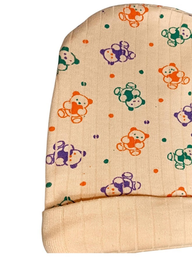 4NEwBiES 100% Cotton Newborn Baby Caps, Mittens and Booties Combo Set for 3, 0 to 6 Months Babies - Multicolor Colors & Pints - Image 3