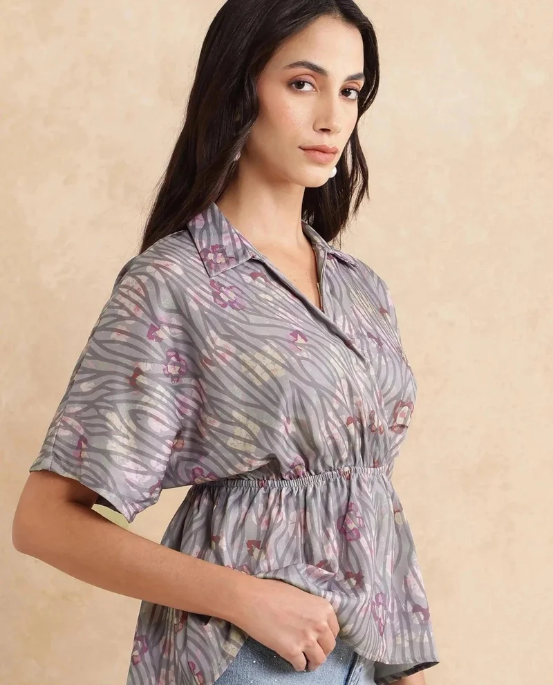 Rareism Women's Elasticated Fit And Flare Top