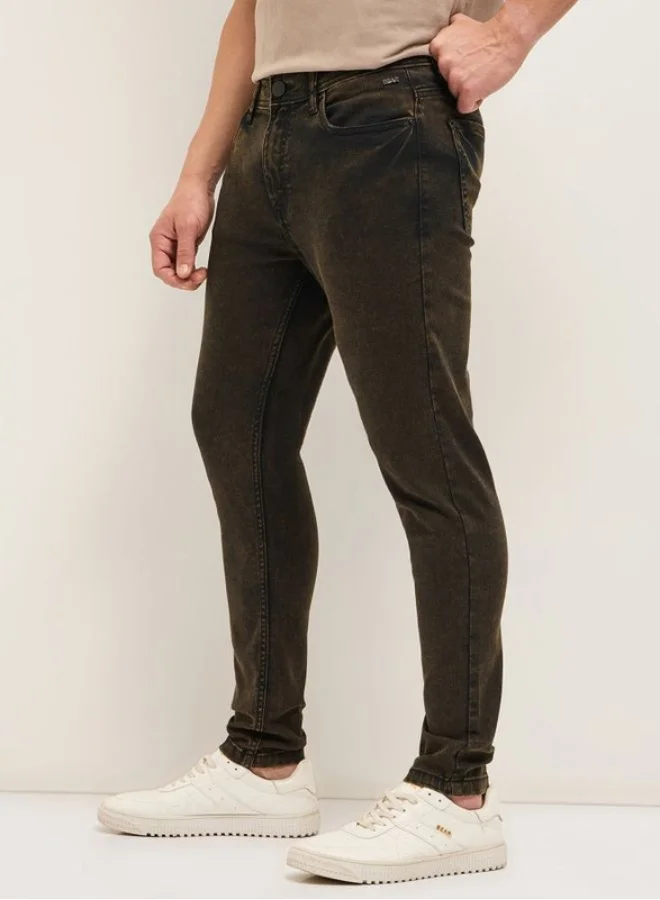 The Bear House  Men's Brown Shaded Mid-Rise Skinny Fit Jeans Classic Comfort With Modern Style, Perfect For Everyday Casual Looks And Effortless Streetwear Vibes for Men | Best Price UAE