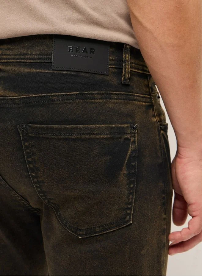The Bear House  Men's Brown Shaded Mid-Rise Skinny Fit Jeans Classic Comfort With Modern Style, Perfect For Everyday Casual Looks And Effortless Streetwear Vibes for Men | Best Price UAE