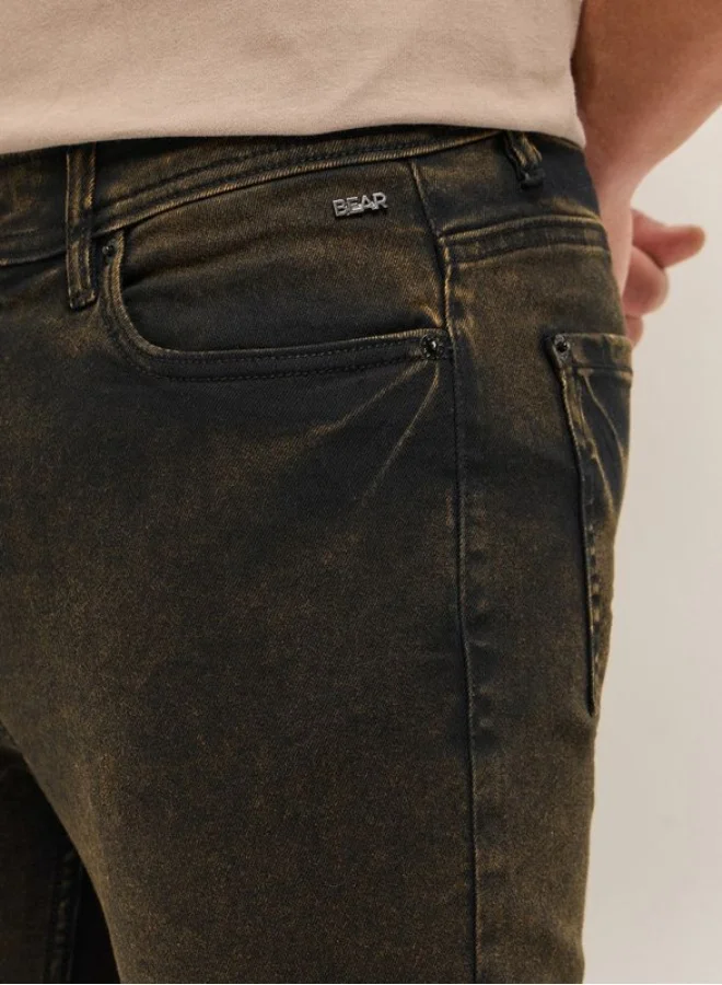 The Bear House  Men's Brown Shaded Mid-Rise Skinny Fit Jeans Classic Comfort With Modern Style, Perfect For Everyday Casual Looks And Effortless Streetwear Vibes for Men | Best Price UAE