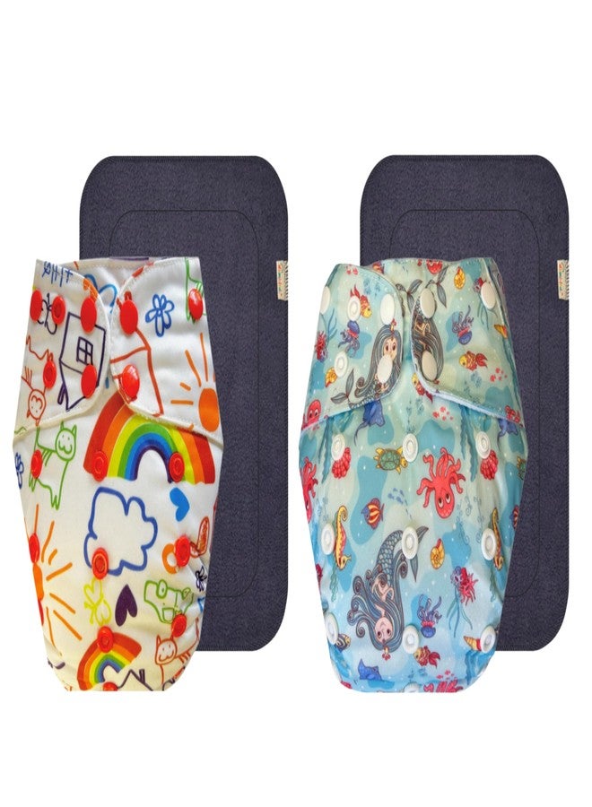 حفاضات قماشية فاخرة من دمبلدو مع حشوة رمادية (عبوة من قطعتين) | ملائمة تمامًا | قابلة لإعادة الاستخدام والغسل | أزرار كبس قابلة للتعديل | مصممة من قبل أمهات | من 3 أشهر إلى 3 سنوات | للجنسين - Image 1