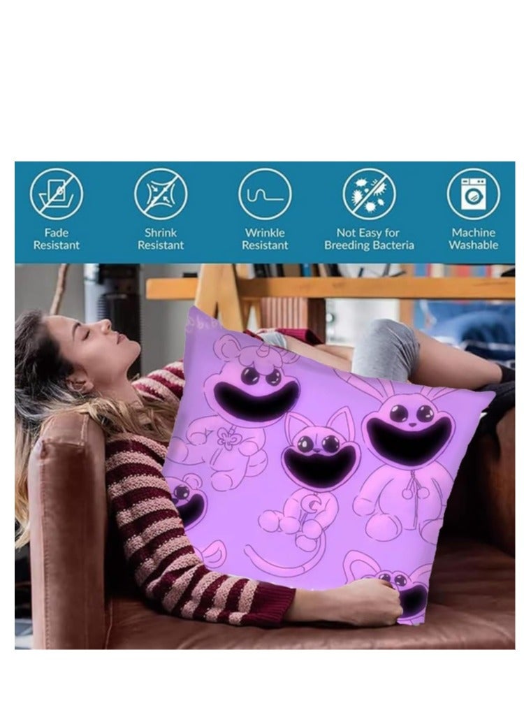 XiuWoo Smiling Critters Throw Pillow Covers,Case Cover Square Cushion Cover,Smiling Critters Cartoon peripheral,Animal Cushion Covers Pillow Case Cover for Sofa Car Bedroom Home Decor - Image 3