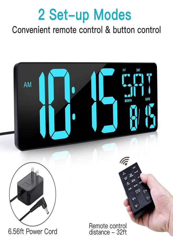 XREXS Large Digital Wall Clock with Remote Control, 17.2 Inch LED Large Display Count Up & Down Timer, Adjustable Brightness Alarm Clock with Day/Date/Temperature for Home, Gym, Office and Classroom - Image 4