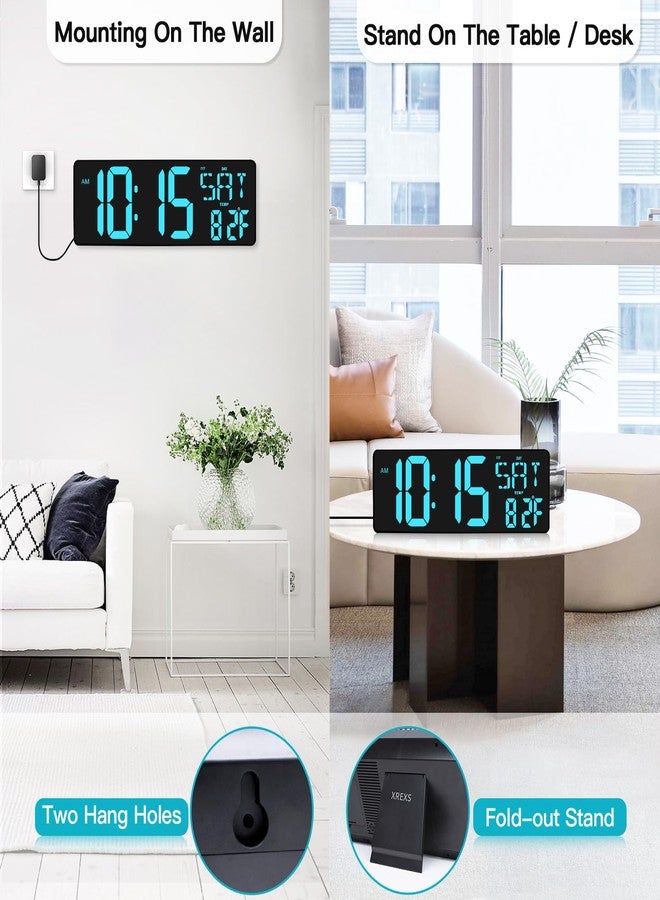 XREXS Large Digital Wall Clock with Remote Control, 17.2 Inch LED Large Display Count Up & Down Timer, Adjustable Brightness Alarm Clock with Day/Date/Temperature for Home, Gym, Office and Classroom - Image 2