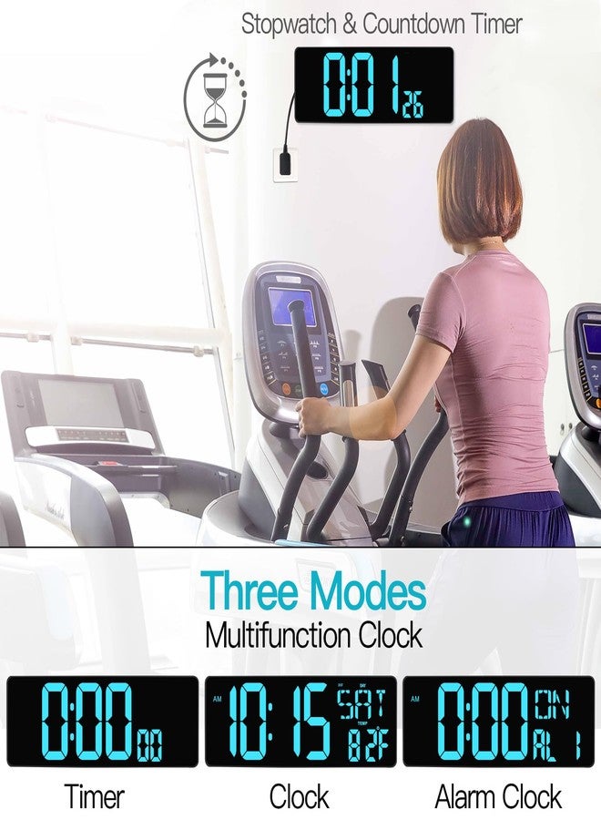 XREXS Large Digital Wall Clock with Remote Control, 17.2 Inch LED Large Display Count Up & Down Timer, Adjustable Brightness Alarm Clock with Day/Date/Temperature for Home, Gym, Office and Classroom - Image 5