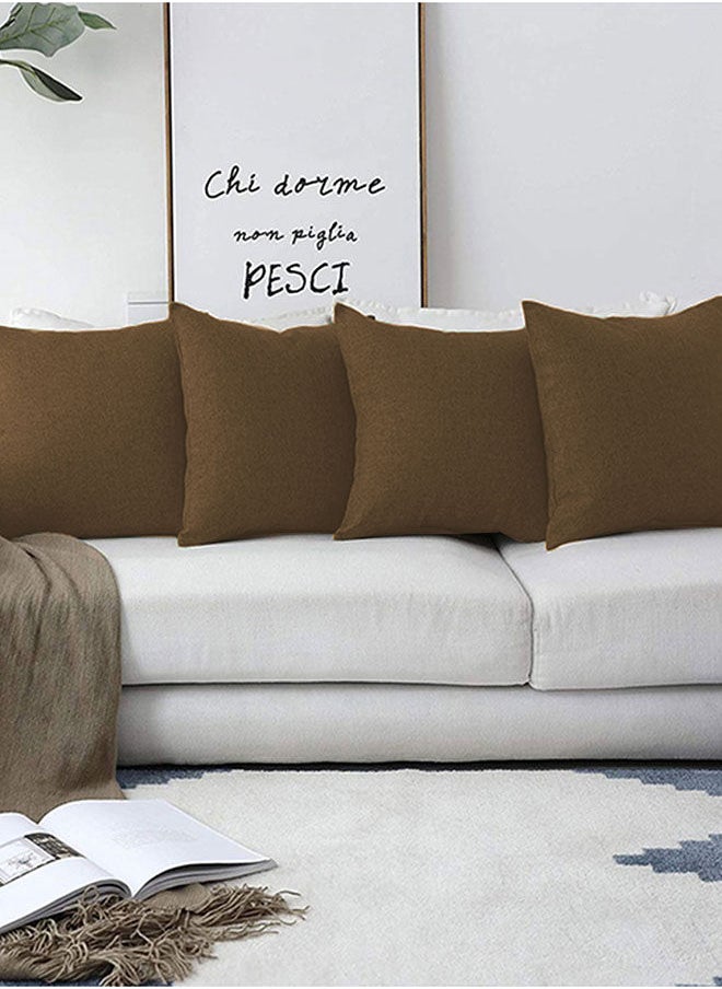In-House Set of 4 Pieces Square Linen Decorative Cushion with Solid Design and Elegant Colors  - Image 1